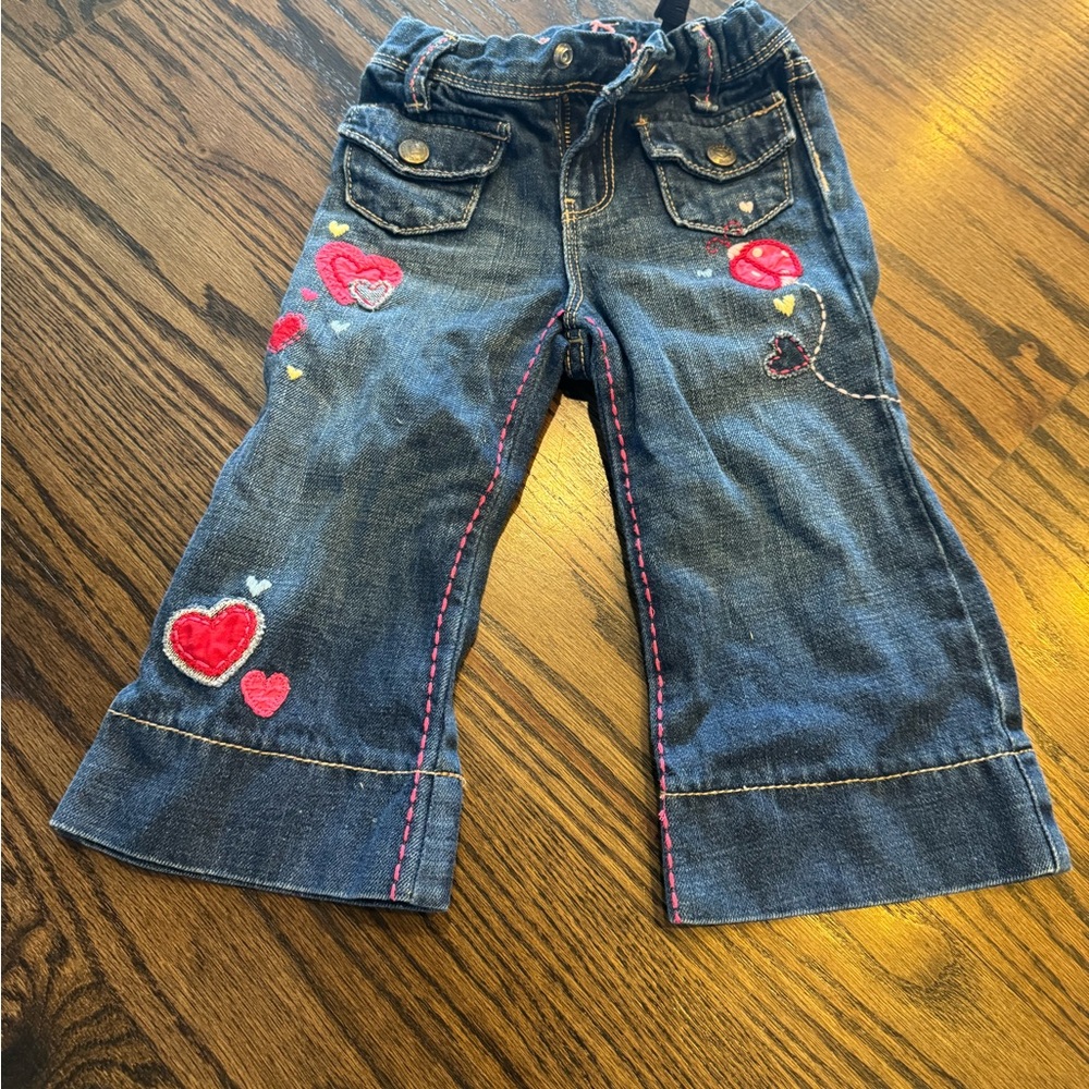GAP Kids Blue Jeans with Heart Embroidery